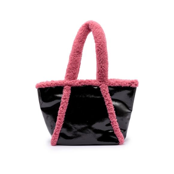 Skinnydip Women's Alexa Borg Trim Tote Black with Pink NWT - Picture 1 of 3